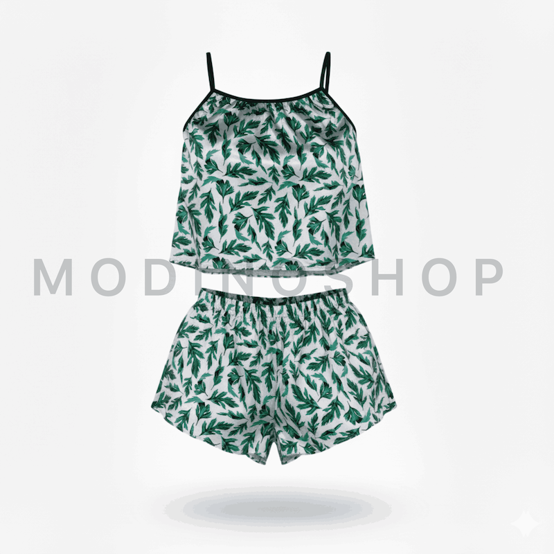 ست تاپ و شلوارک طرح برگ مدل 228