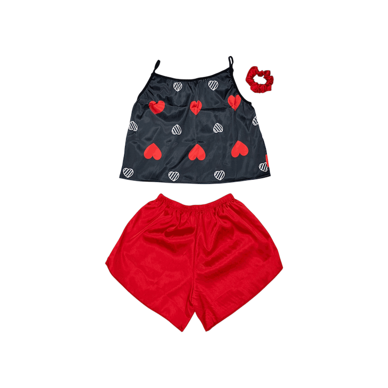 ست نیم تنه و شلوارک طرح قلب 089