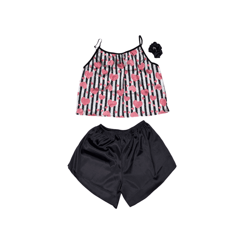 ست نیم تنه و شلوارک طرح قلب 093