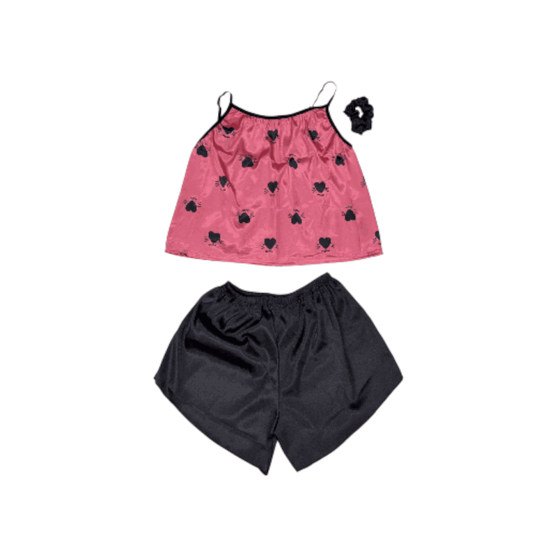 ست نیم تنه و شلوارک طرح قلب 094