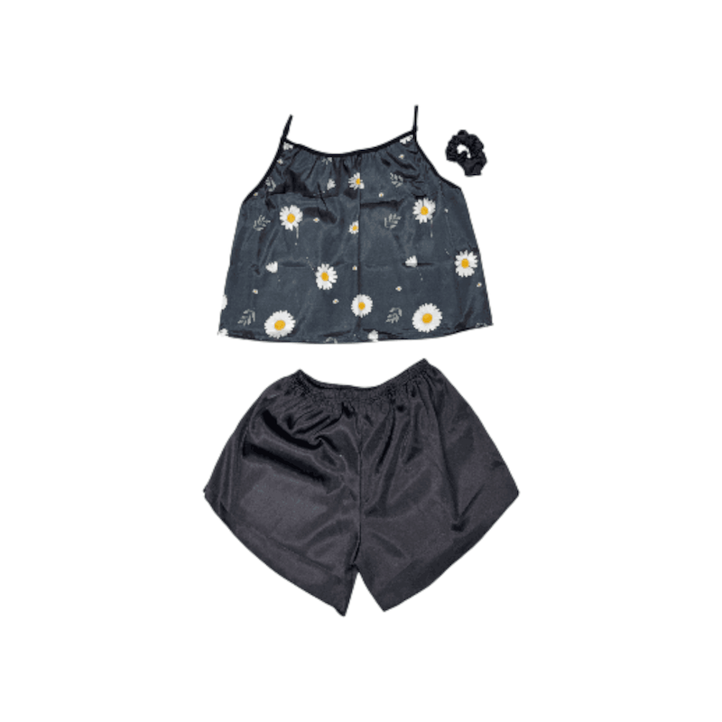 ست نیم تنه و شلوارک طرح بابونه 096