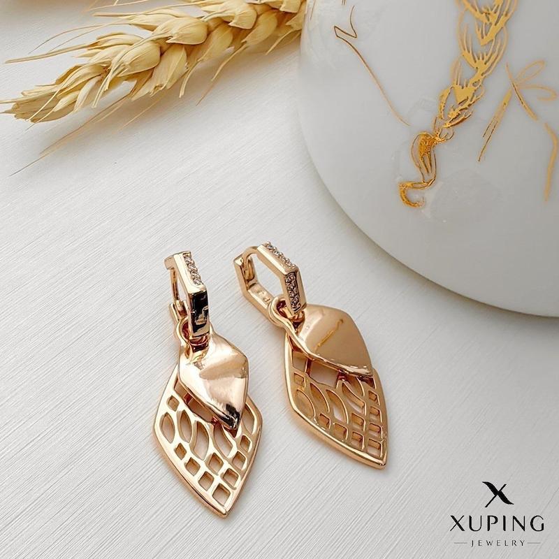 گوشواره آویزی طرح لوزی مشبک ژوپینگ 