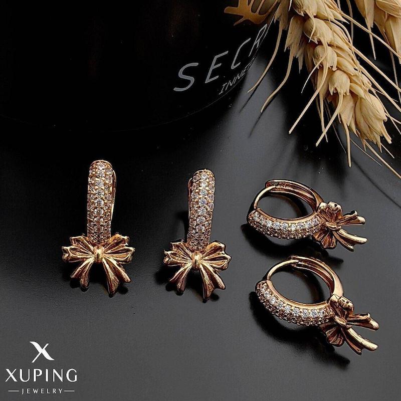 گوشواره حلقه ای نگینی  پاپیون دار