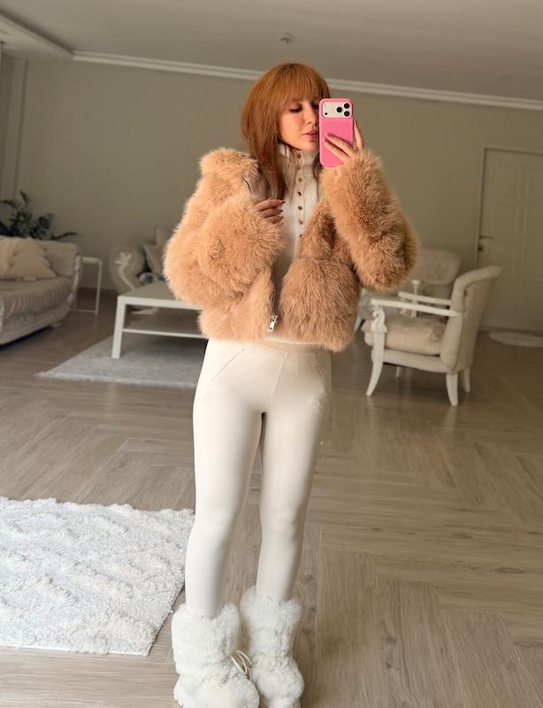 کت خز کلاه دار 8313