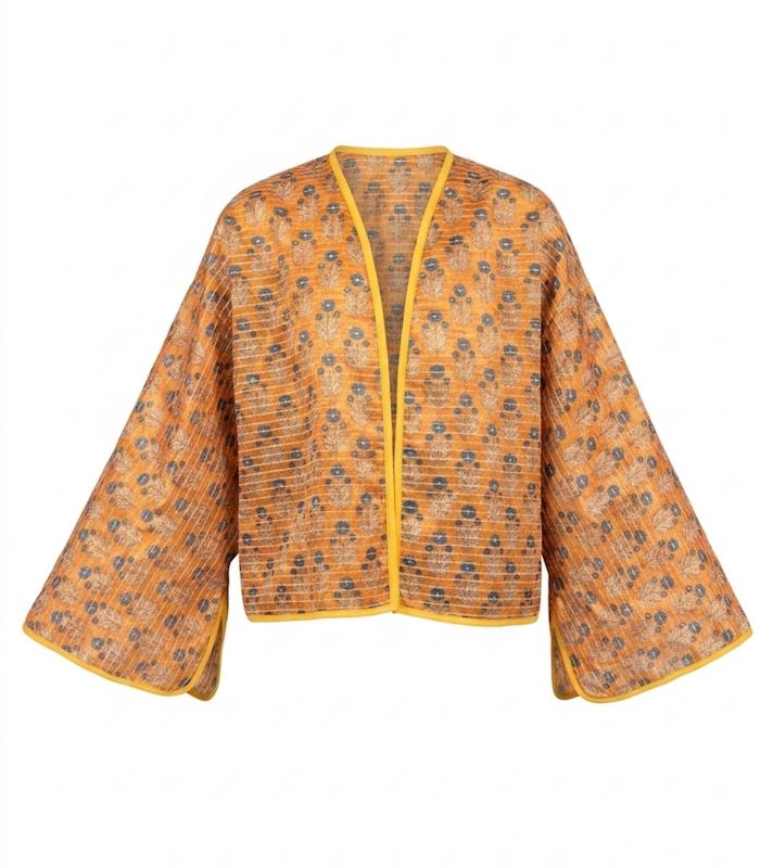کت تافته کوکدوزی نواردار نارنجی