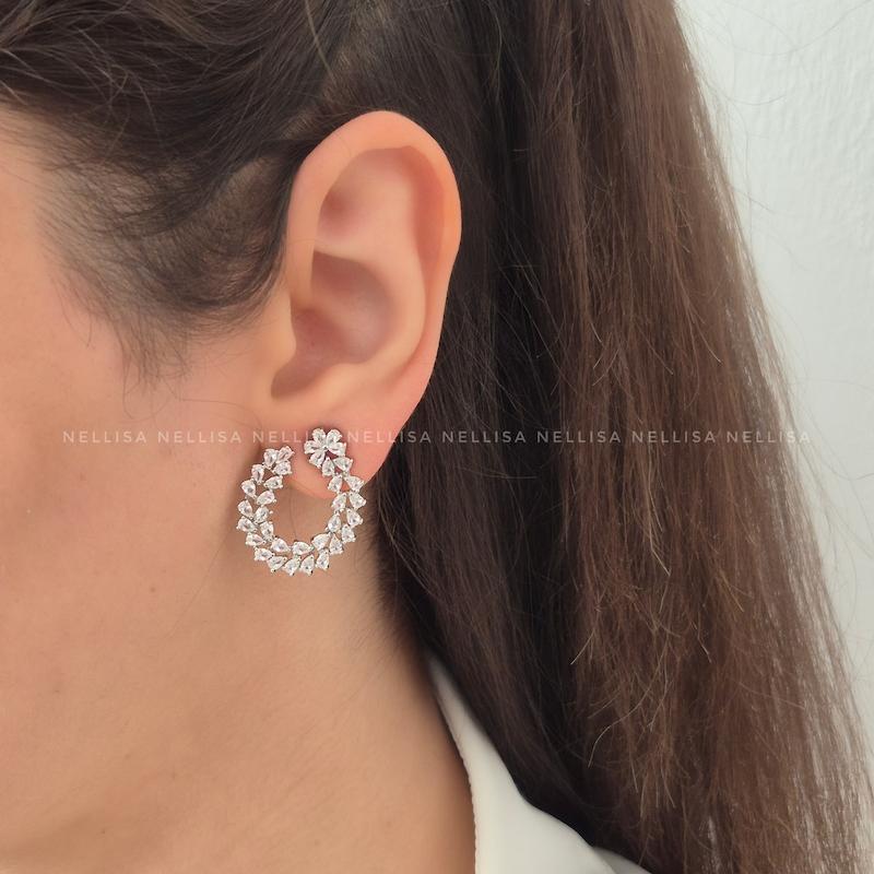 گوشواره زنانه جواهری نگین اتمی - کد 8685