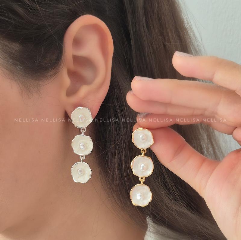 گوشواره مروارید میناکاری ترند - کد 8686