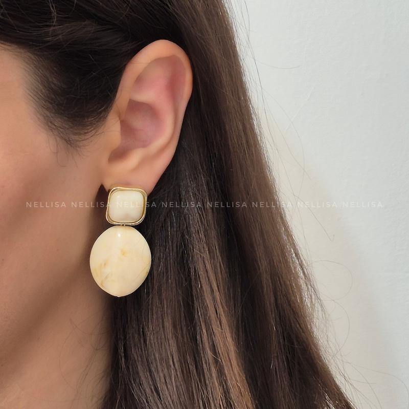 گوشواره طرح سنگ فرم دایره و مربع