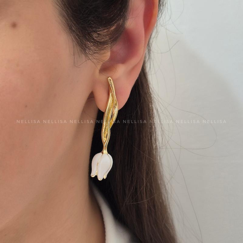 گوشواره گل واژگون میناکاری 
