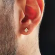نگین پرنسس‌کات گوشواره نقره مردانه با چهار چنگال نگه‌دارنده
