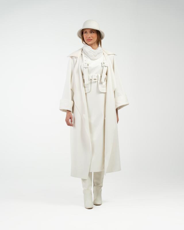 ست مانتو سفید و پیراهن چرم و جلیقه چرم White1