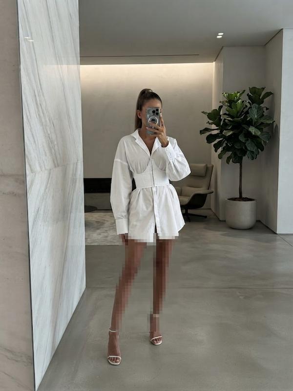 white شومیز+کمربند