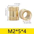 مهره برنجی آجدار سایز M2X5X4mm (بسته 10تایی)