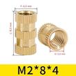مهره برنجی آجدار سایز M2X8X4mm (بسته 10تایی)