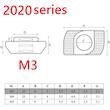 مهره تی T چکشی پروفیل اسلات 6 مدل M3-20