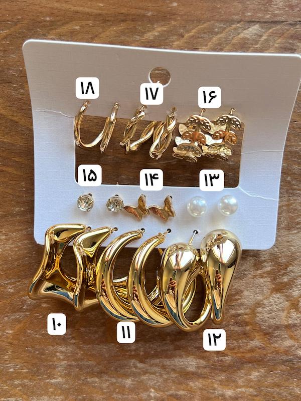 ✅پک گوشواره طلایی  ۹ جفتی ۱۴۲۸