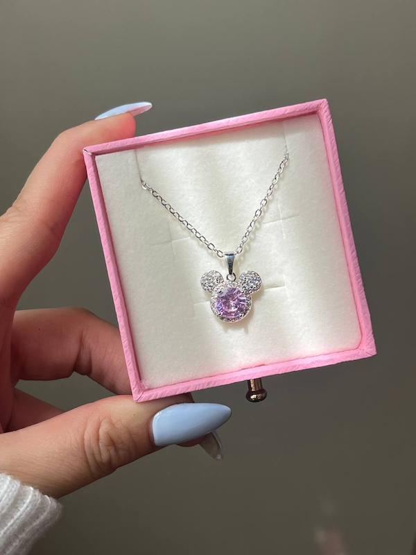 گردنبند نگین صورتی 