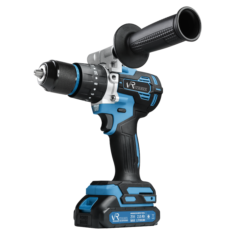 خرید بهترین دریل چکشی شارژی دو باطری موتور براشلس ویوارکس مدل VR2102V-22BL