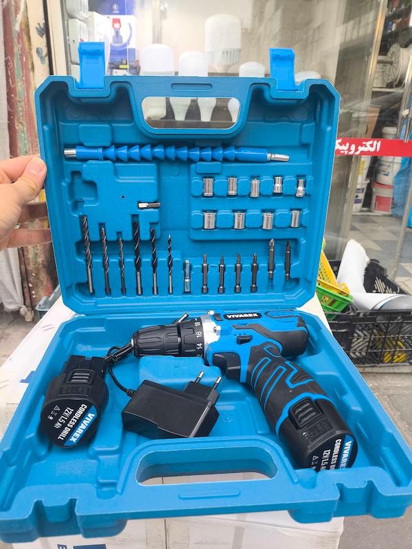 خرید دریل شارژی دوباطری 12 ولت برند 2 باتری  ویوارکس مدل vr 1210 v-22a| تاجر ابزار 
