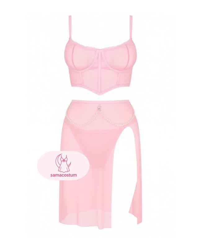 ست کراپ دامن حریر