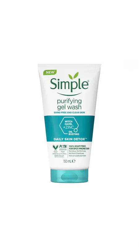 ژل شستشو صورت سیمپل Simple مدل Purifying gel wash | مناسب پوست چرب و‌مختلط