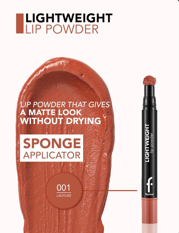 رژ لب پودری پد دار لایت ویت فلورمار Moisturizing Lip Powder رنگ LADYLIKE 001