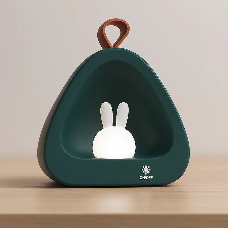 چراغ خواب رومیزی مثلث خرگوشی شارژی | سه حالت نوردهی
