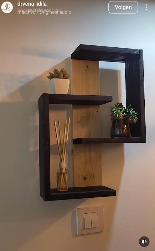 شلف (طبقه ) چوبی دیواری طرح مربع کد 267