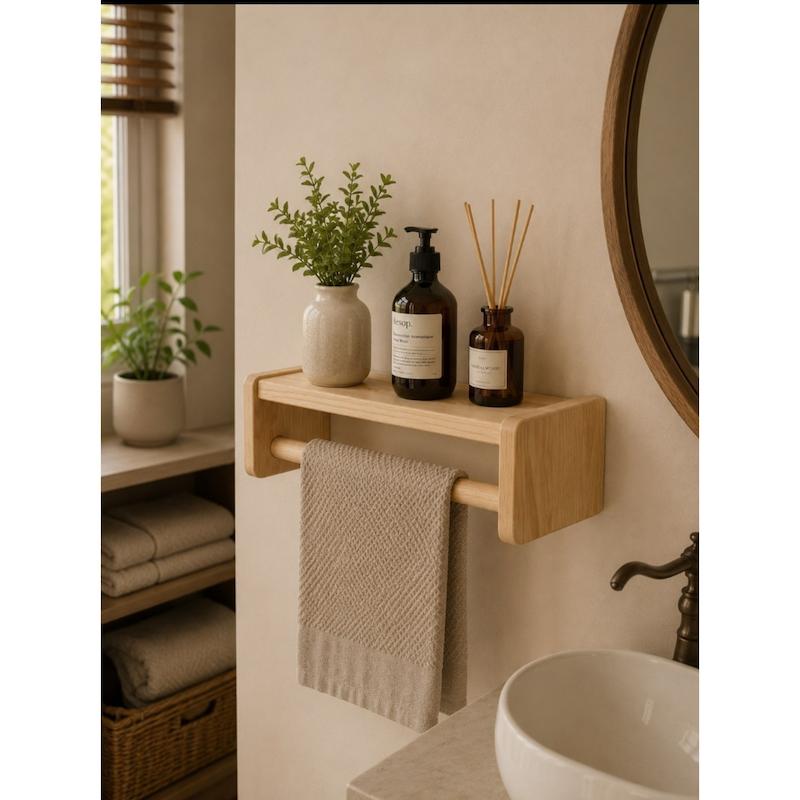 شلف (طبقه ) چوبی دیواری جا حوله ای - کد 312