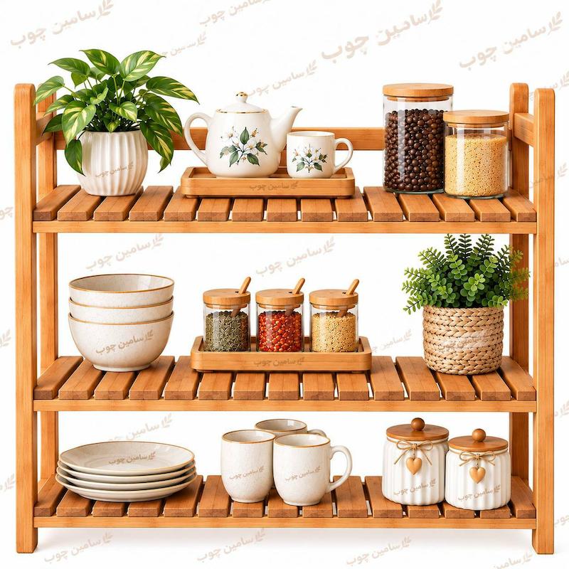 استند چوبی اشپزخانه دو طبقه -  کد 317