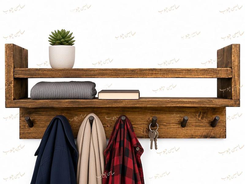 استند شلف (طبقه ) چوبی دیواری آویز دار - کد 111
