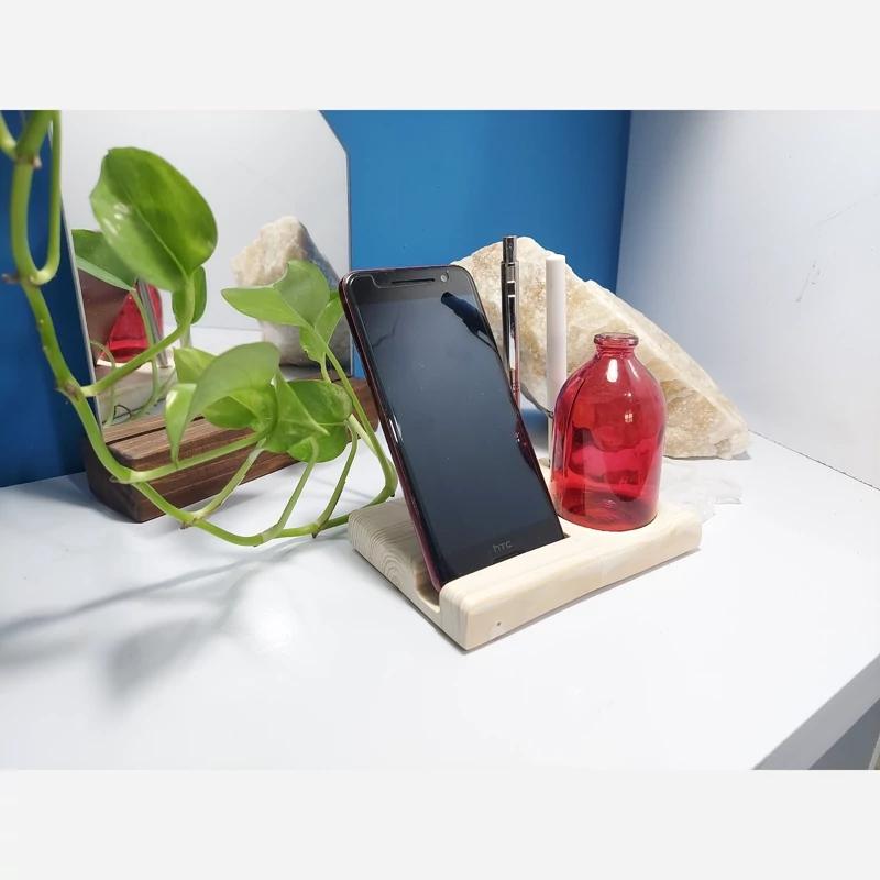 جا موبایلی چوبی با گلدان شیشه ای  - کد 141