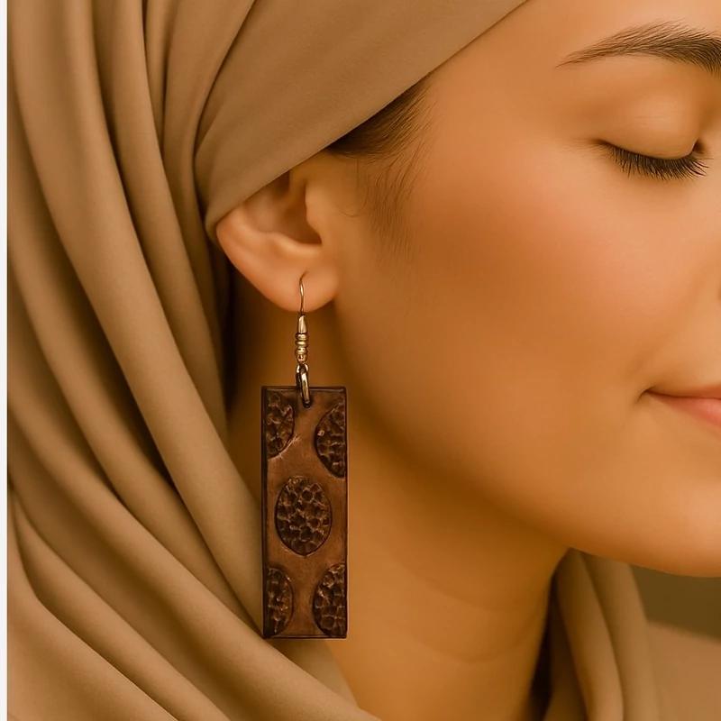 گوشواره چوبی طرح چوب نقش  - کد 177