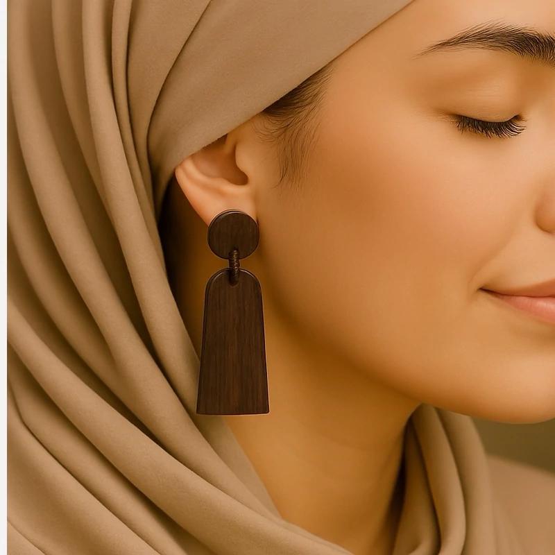 گوشواره چوبی طرح قوس  - کد 178