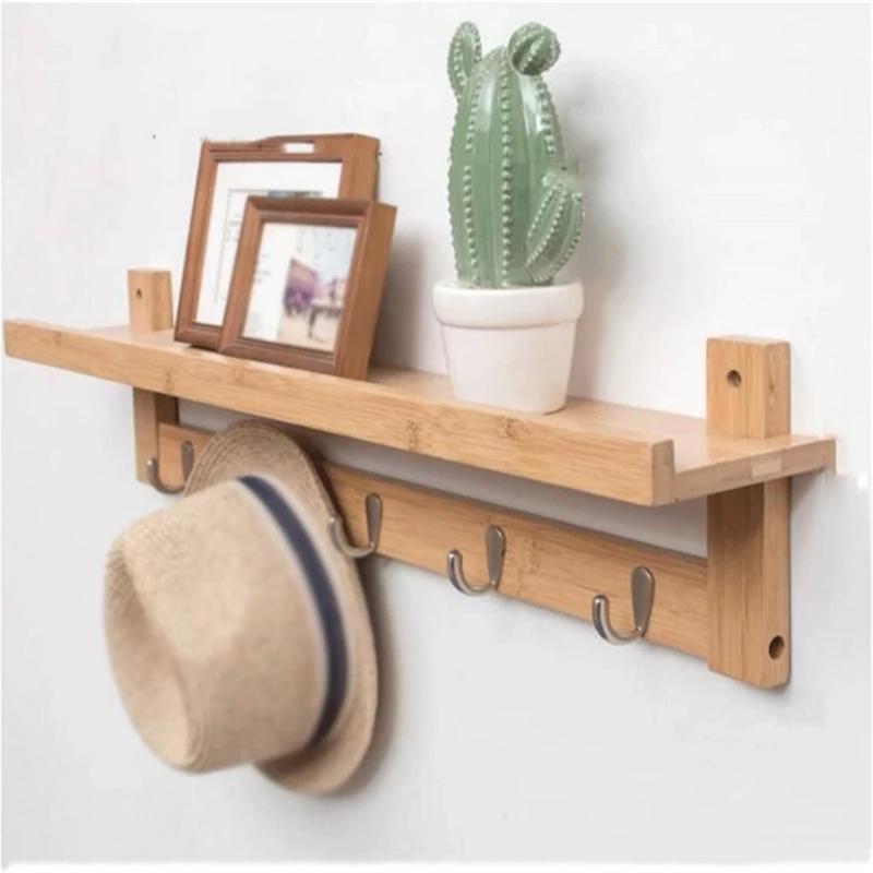 چوب لباسی چوب طبیعی (جا لباسی ) طاقچه دار 5 قلاب - کد 203