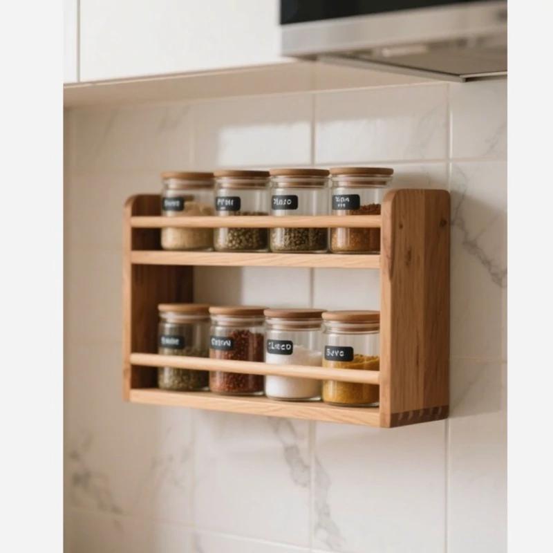 استند جای ادویه ای چوبی آشپزخانه مدل بی تا  - کد 219