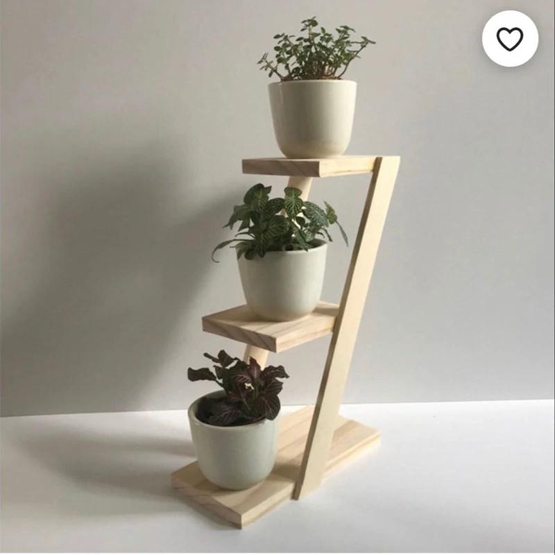 استند جا گلدانی چوبی 3 طبقه ایستاده - کد 251