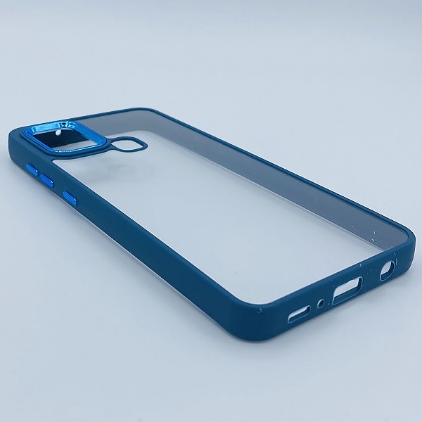 قاب گوشی Galaxy A21S سامسونگ اورجینال متال NEW SKIN طرح پشت شیشه ای شفاف دور سیلیکونی سرمه ای کد 14