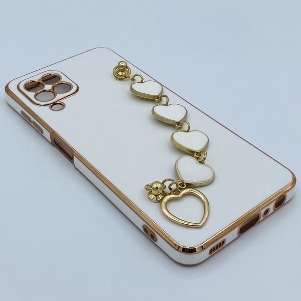 مشخصات و خرید قاب گوشی Galaxy A22 4G سامسونگ طرح مای کیس گلد لاین لاکچری دستبندی زنجیری قلبی آویزدار محافظ لنز دار سفید ، خرید قاب گوشی Galaxy A22 4G سامسونگ طرح مای کیس گلد لاین لاکچری دستبندی زنجیری قلبی آویزدار محافظ لنز دار سفید از فروشگاه سام فون ، قیمت قاب گوشی Galaxy A22 4G سامسونگ طرح مای کیس گلد لاین لاکچری دستبندی زنجیری قلبی آویزدار محافظ لنز دار سفید