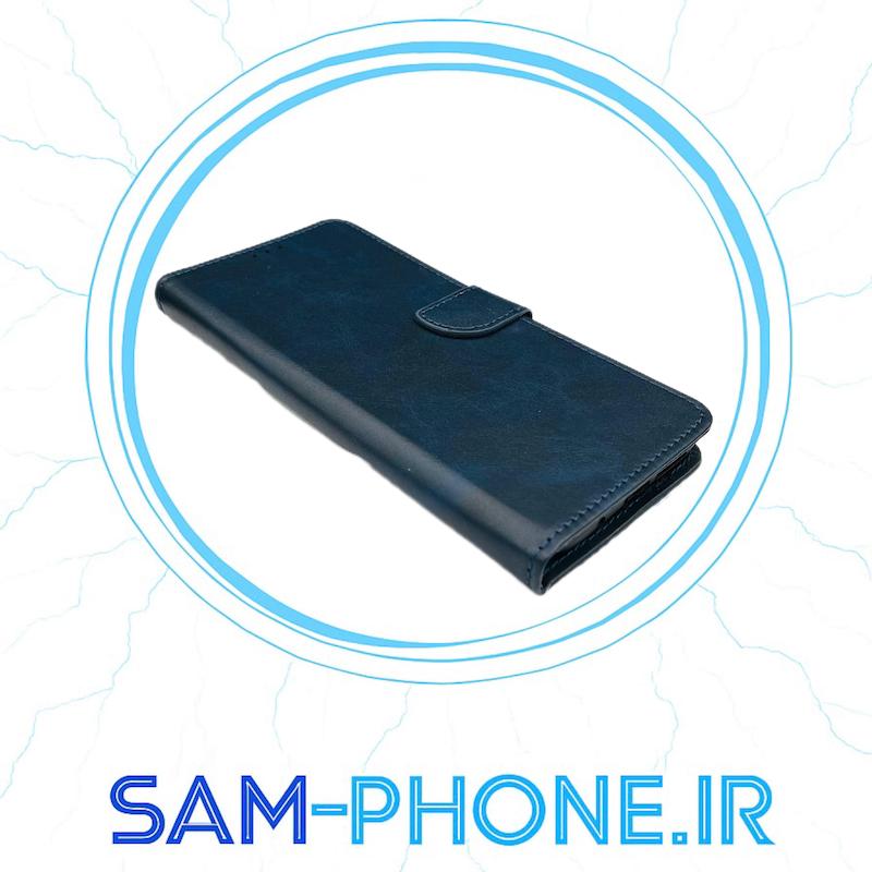 کیف گوشی Xiaomi Poco M3 شیائومی مگنتی طرح چرم کتابی چرمی سرمه ای کد 10468