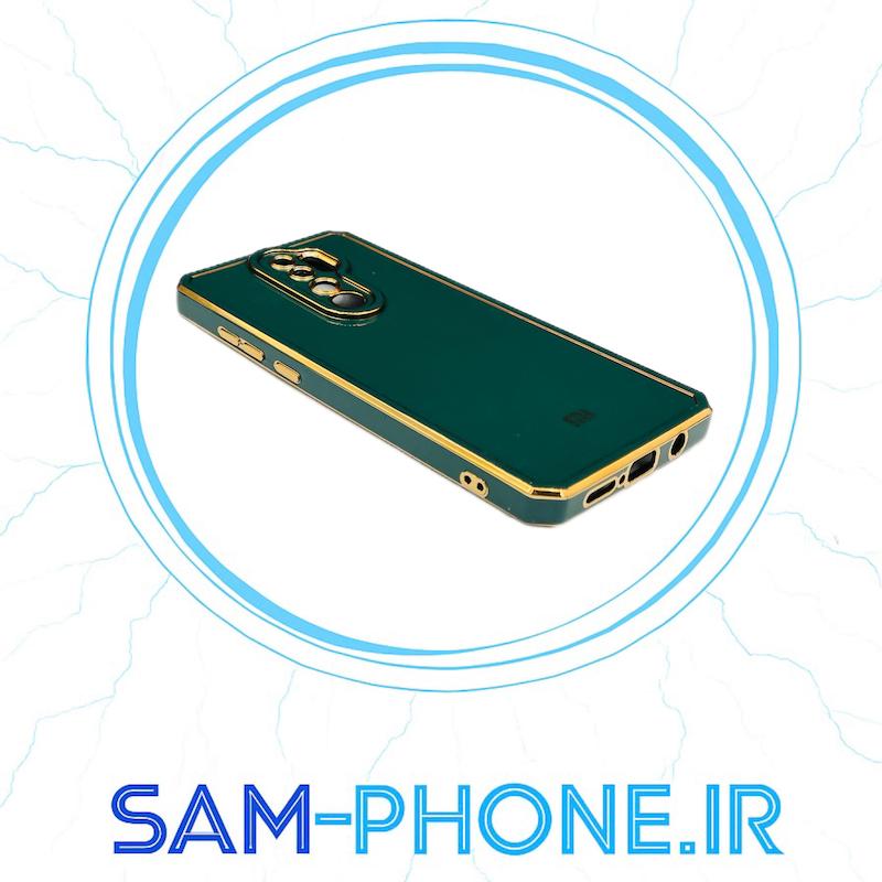 قاب گوشی Redmi Note 8 Pro شیائومی طرح ژله ای مای کیس گلد لاین دور طلایی محافظ لنز دار رنگ سبز تیره کد 10535