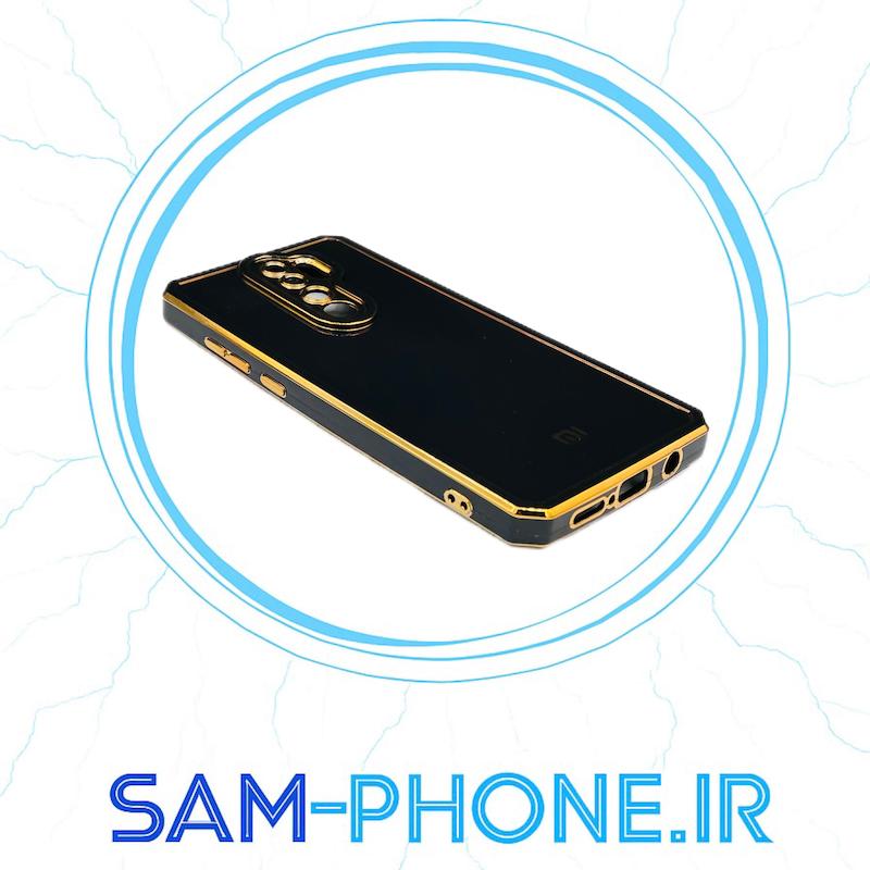قاب گوشی Redmi Note 8 Pro شیائومی طرح ژله ای مای کیس گلد لاین دور طلایی محافظ لنز دار رنگ مشکی کد 10537