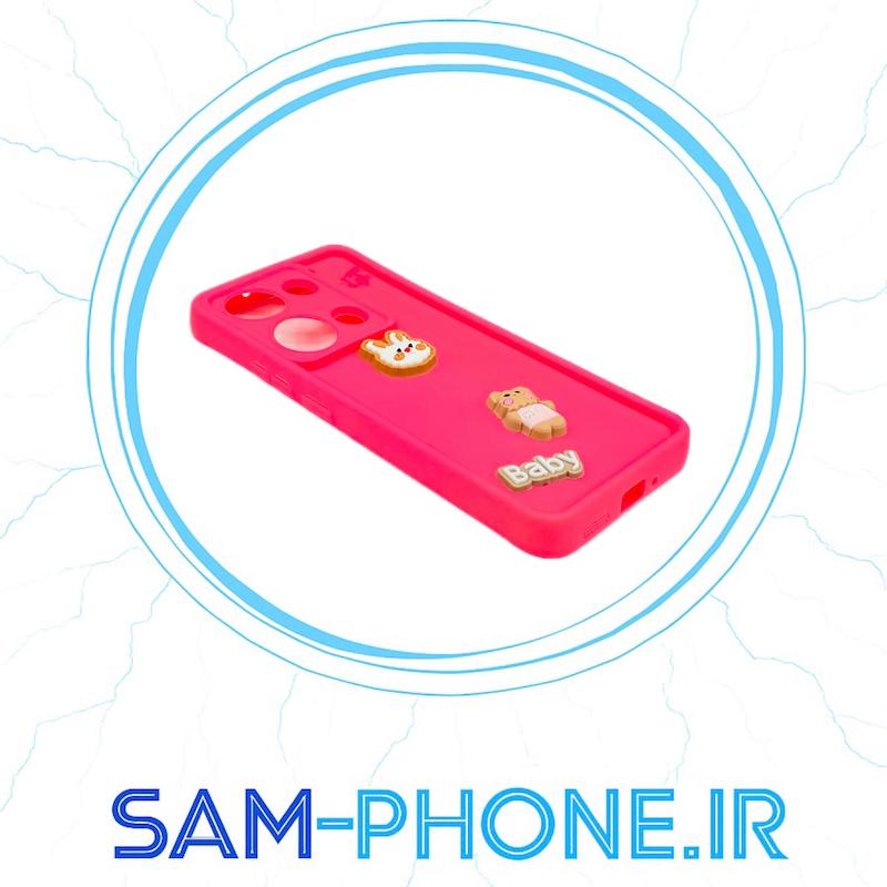 قاب گوشی Redmi Note 13 Pro 4G - Poco M6 Pro 4G - Redmi Note 14S شیائومی طرح سیلیکونی Solid عروسکی برجسته محافظ لنزدار صورتی کد 10614