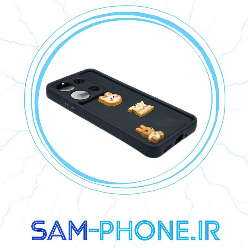 قاب گوشی Redmi Note 13 Pro 4G - Poco M6 Pro 4G - Redmi Note 14S شیائومی طرح سیلیکونی Solid عروسکی برجسته محافظ لنزدار مشکی کد 10615