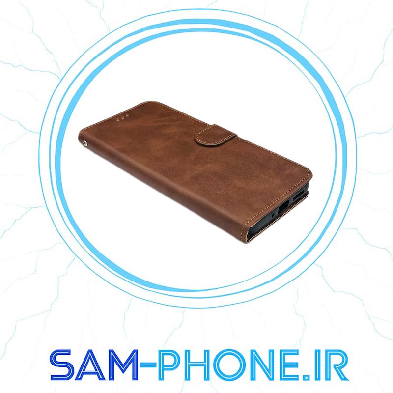 کیف گوشی Xiaomi Redmi 13C - Poco C65 شیائومی مگنتی طرح چرم کتابی بنددار چرمی قهوه ای کد 10659