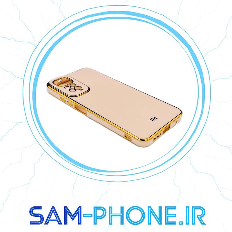 قاب گوشی Redmi Note 11 4G - Redmi Note 11S شیائومی طرح ژله ای مای کیس گلد لاین دور طلایی محافظ لنز دار رنگ کالباسی کد 10714