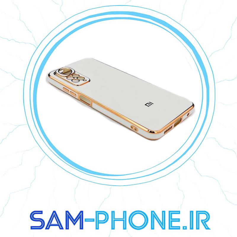 قاب گوشی Redmi Note 11 4G - Redmi Note 11S شیائومی طرح ژله ای مای کیس گلد لاین دور طلایی محافظ لنز دار رنگ سفید کد 10715