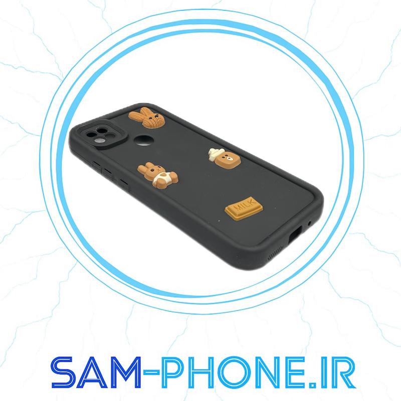 قاب گوشی Redmi 9C - Redmi 10A - Poco C3 شیائومی طرح سیلیکونی Solid عروسکی برجسته محافظ لنزدار مشکی کد 10717