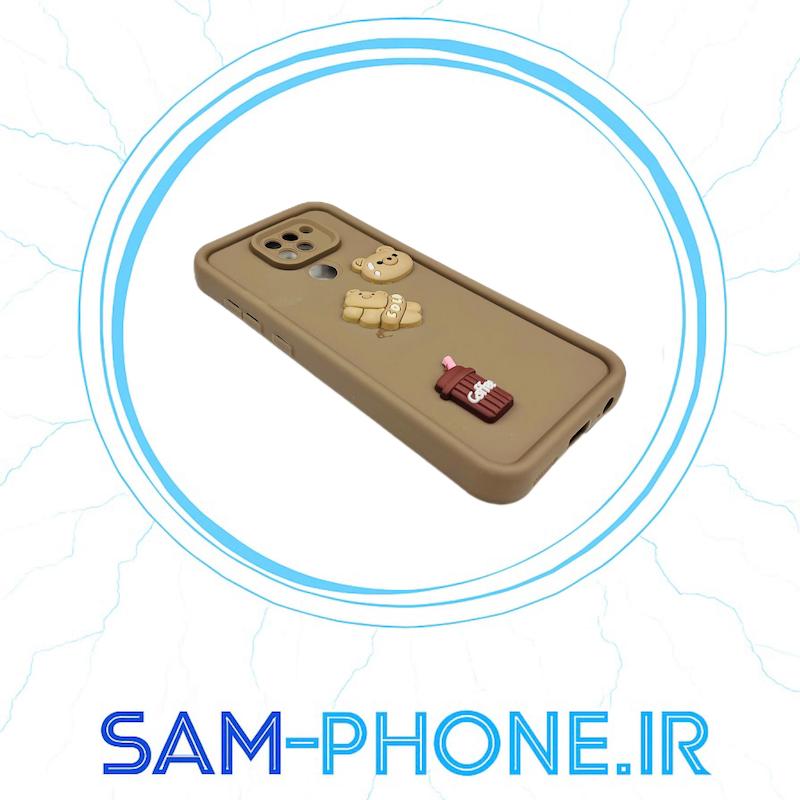 قاب گوشی Redmi 9C - Redmi 10A - Poco C3 شیائومی طرح سیلیکونی Solid عروسکی برجسته محافظ لنزدار قهوه ای کد 10744