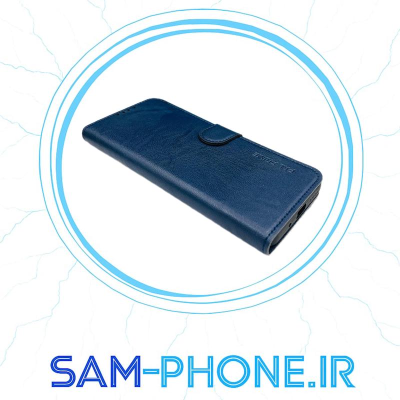 کیف گوشی Redmi 10C - Poco C40 شیائومی مگنتی طرح چرم کتابی بنددار چرمی سرمه ای کد 10855